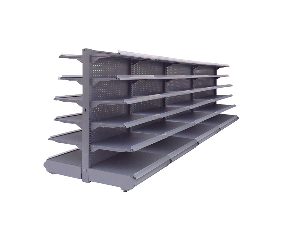 Double-sided shelving with perforated back